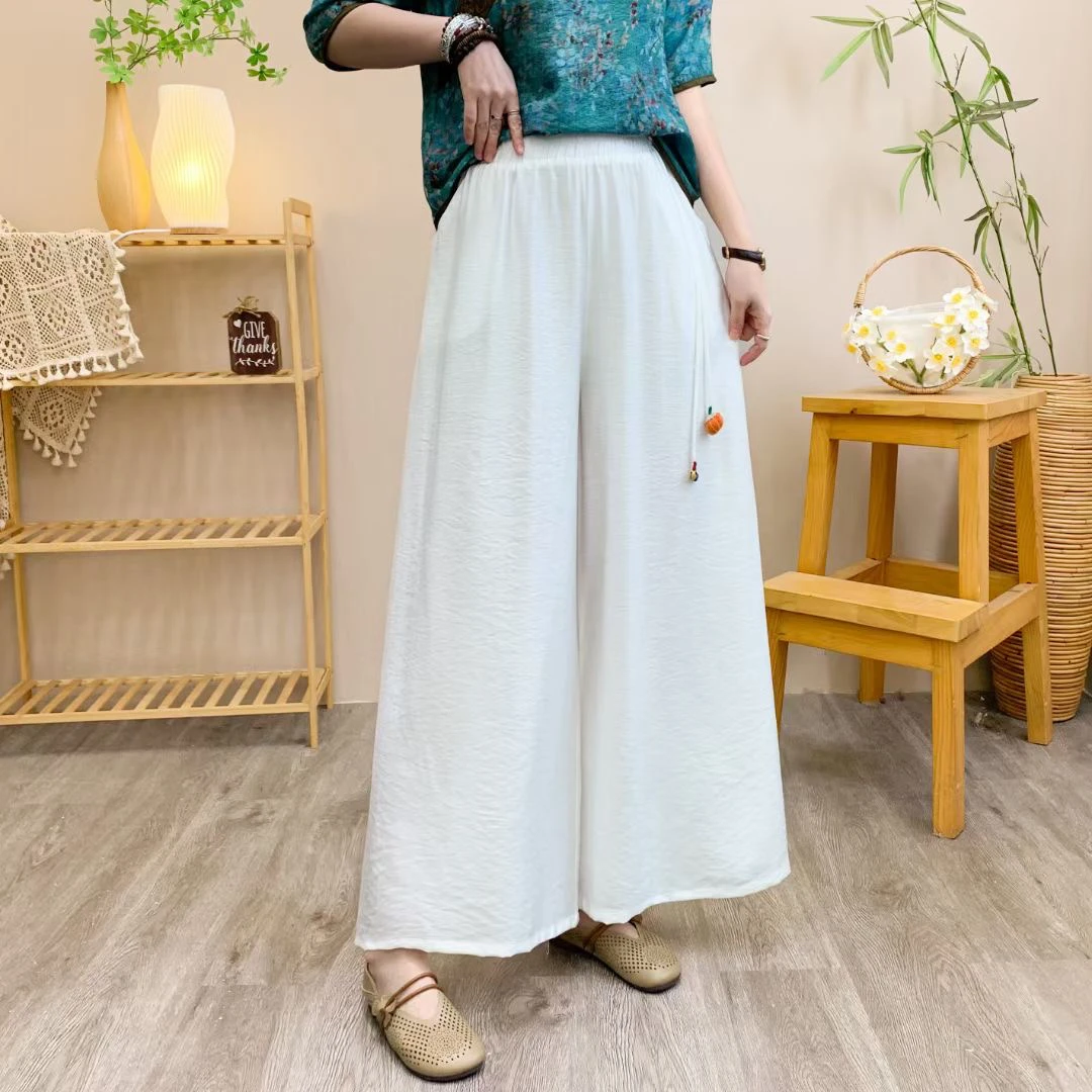 Asm新中式透气休闲仙仙裤复古中国风高腰裤裙