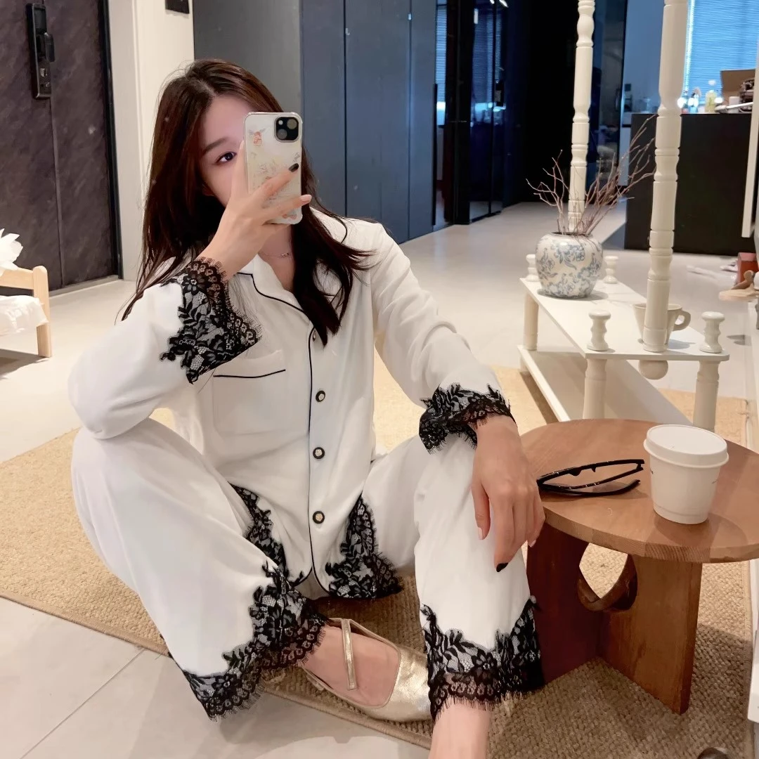 海岛绒睡衣女秋冬保暖加厚法式蕾丝高级感家居服套装冬天可外穿厚