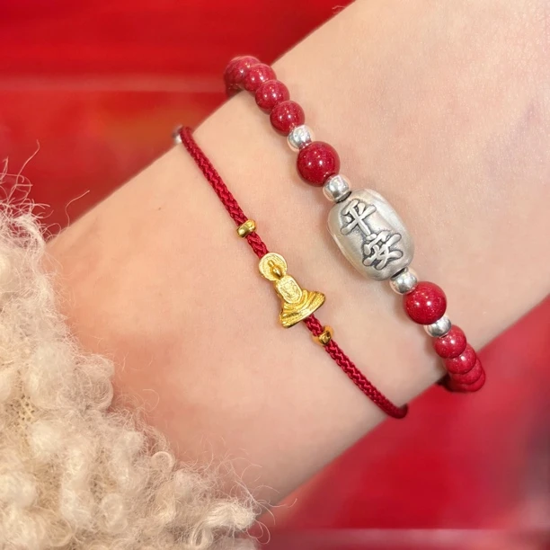 925银布艺手链 《无相小佛· 静心佛》蛇年专属纯银红绳手链女生礼物