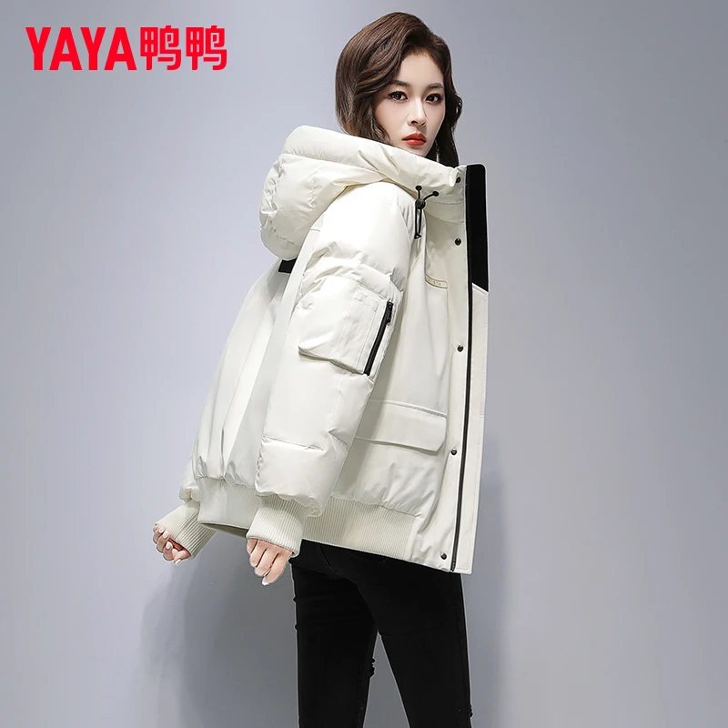 YAYA/鸭鸭短款羽绒服2025冬新款加厚休闲时尚小个子连帽保暖外套