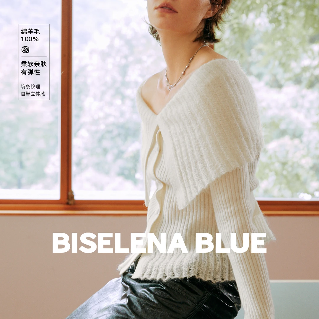 贝茜妮法式复古大翻领针织开衫女装2025秋季新款-B55M08315