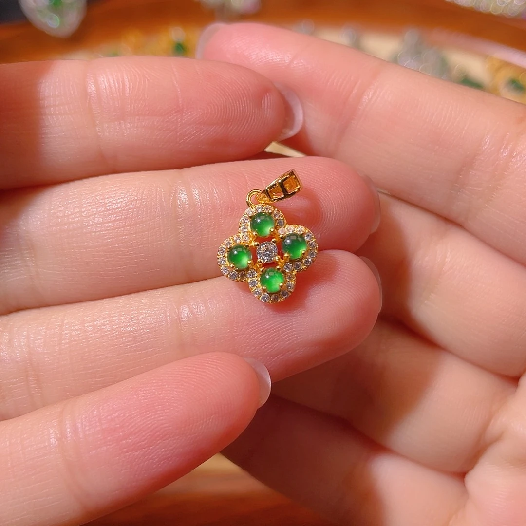 翡翠吊坠(不含链)银S925镶嵌