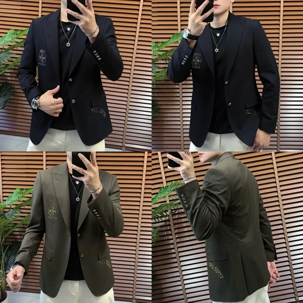 西服上装上衣英伦常规款秋季烫钻小西服修身长袖帅气