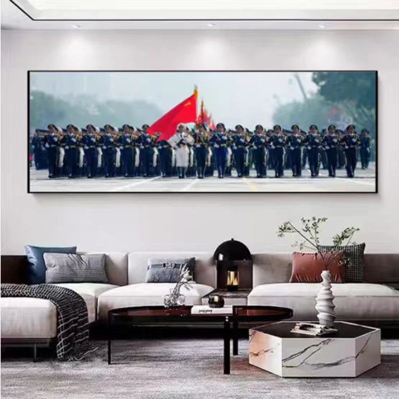 阅兵中国装饰画军迷挂画军人客厅卧室壁画办公室背景墙大气壁画