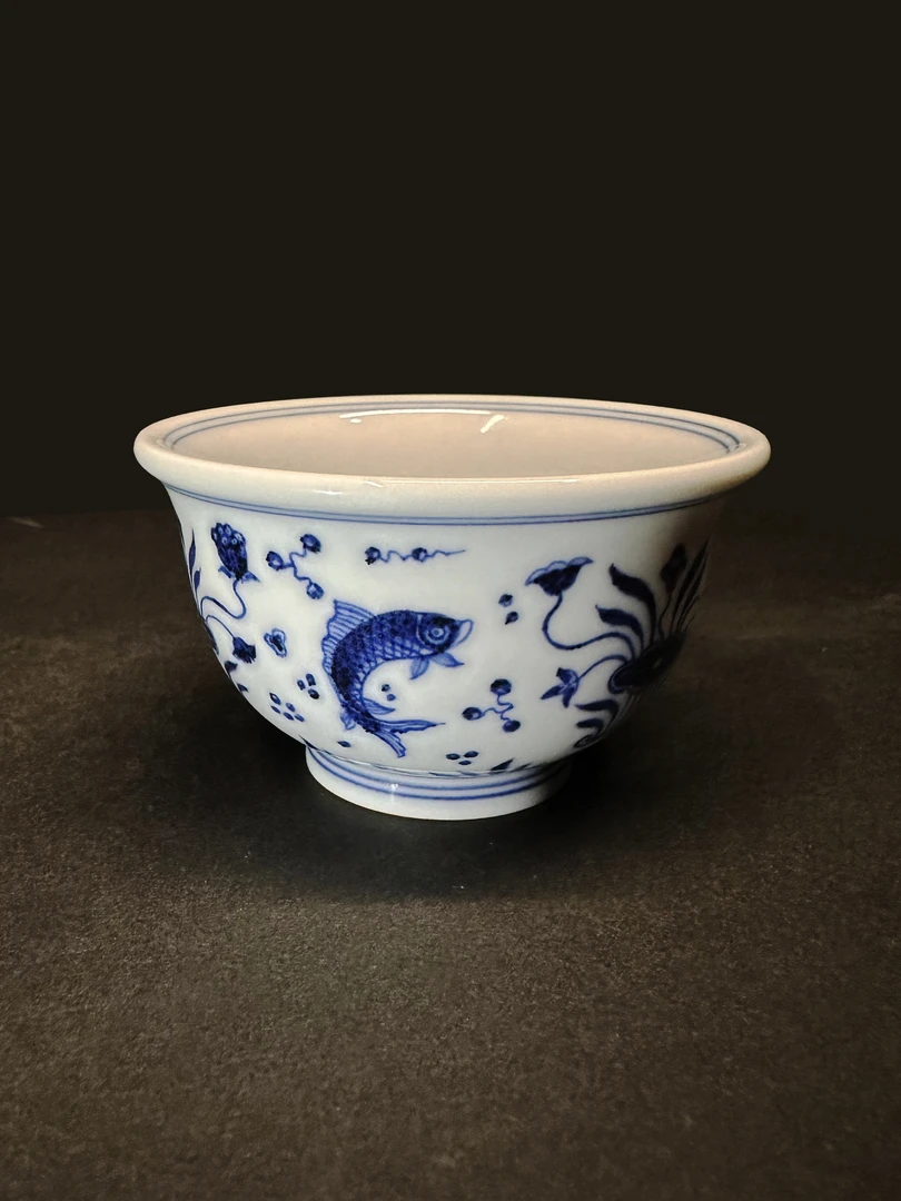 明朱成瑞仿明鱼藻纹小碗杯