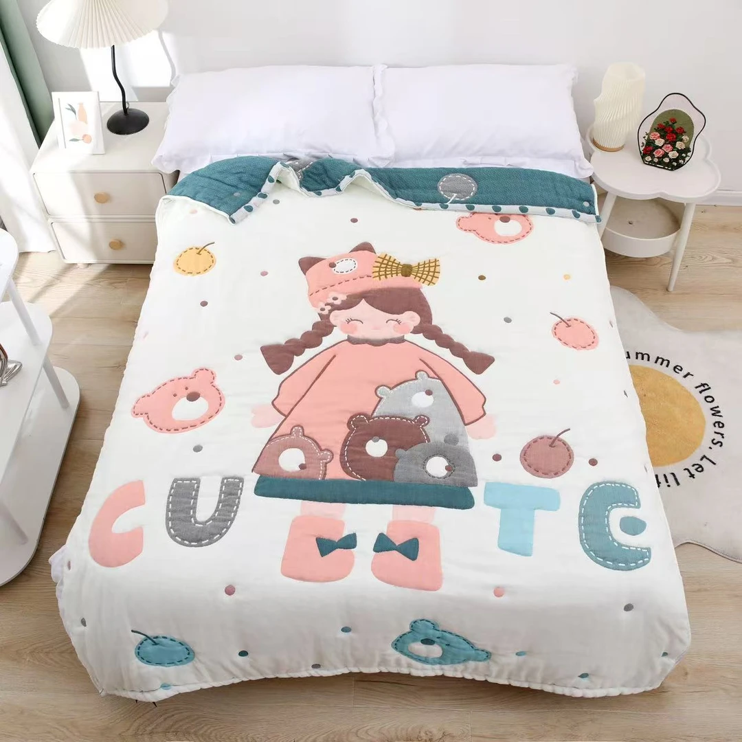 【可爱女孩】150*200  A类全棉纱布云朵泡芙被