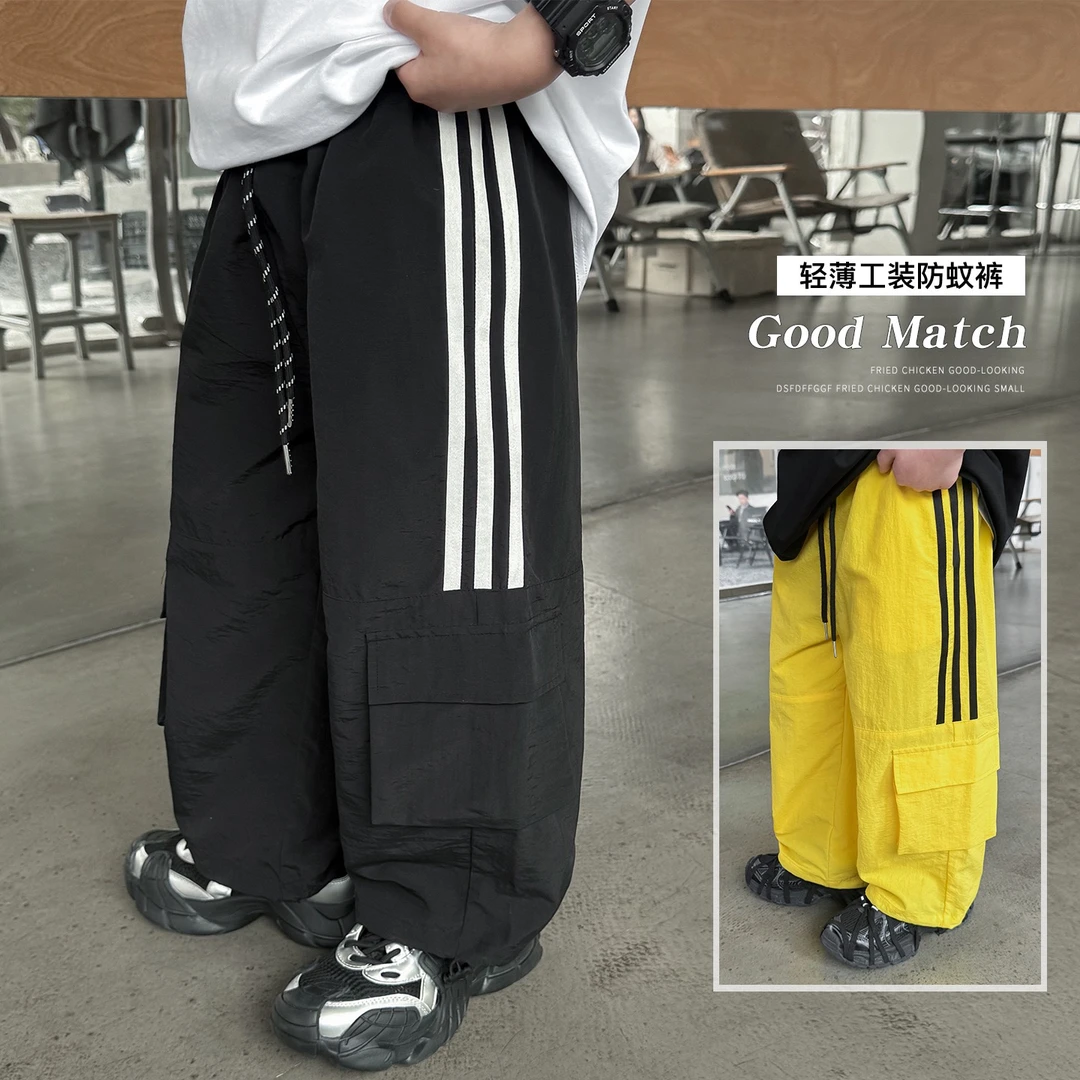 男童裤子2025夏季新款儿童百搭宽松休闲拉条防蚊裤韩版空调裤工装