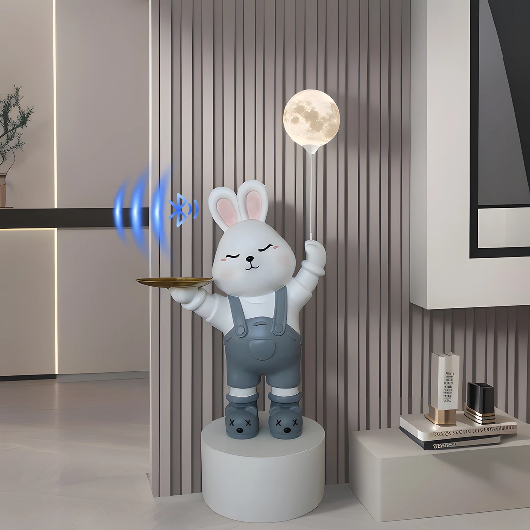 创意时尚家居摆件客厅装饰品高颜值摆件灰色幸运兔电视柜落地摆件