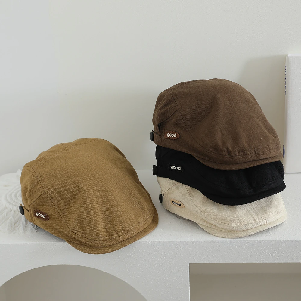 贝雷帽春秋新款男童女童遮阳帽洋气时尚复古户外宝宝前进帽子