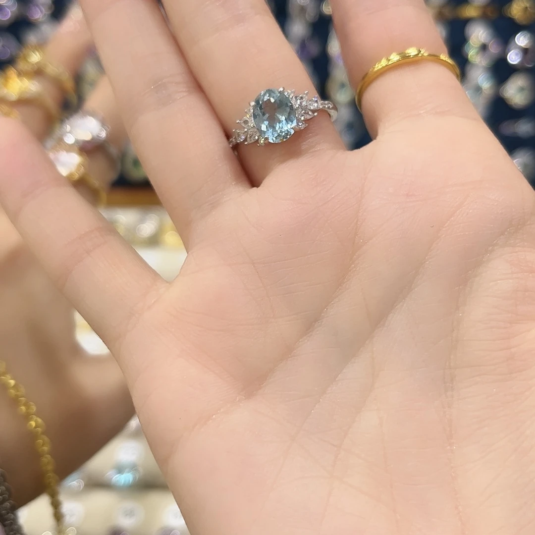 托帕石女款银S925镶嵌一***?戒指15