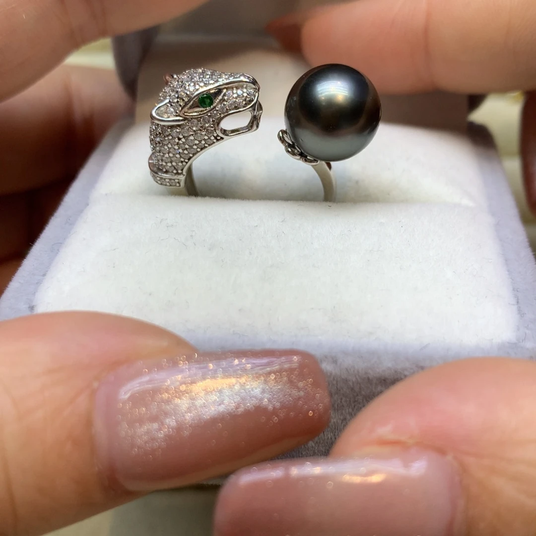 银S925镶嵌戒指海水珍珠