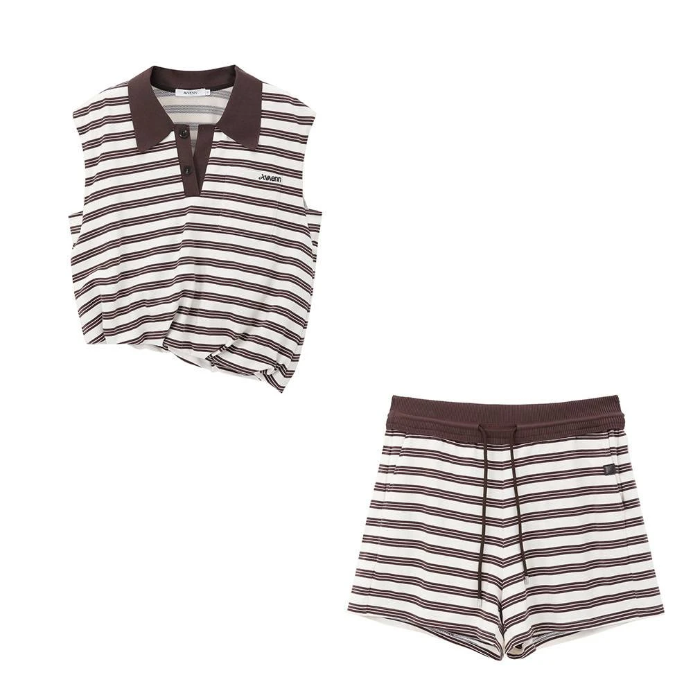 AVVENN设计师品牌 25夏新品 条纹POLO短裤套装