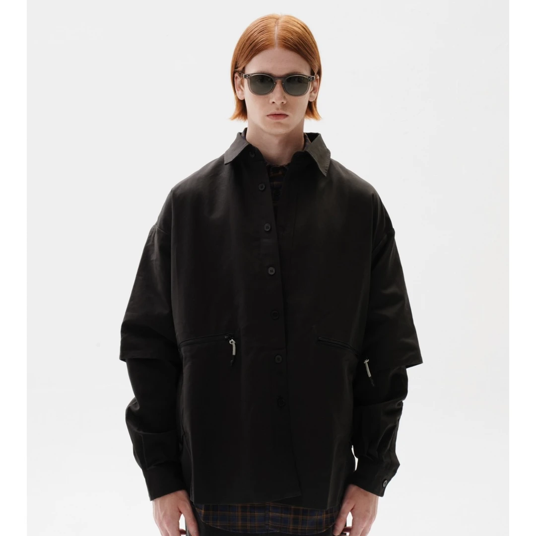 廓形休闲宽松 假两件拼接外套1555