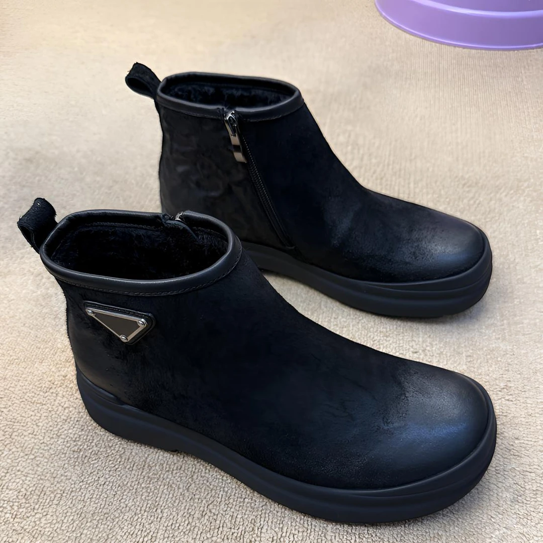 喜哥推荐广州男士休闲鞋冬季加绒二棉1530-37秋冬百搭厚底圆头