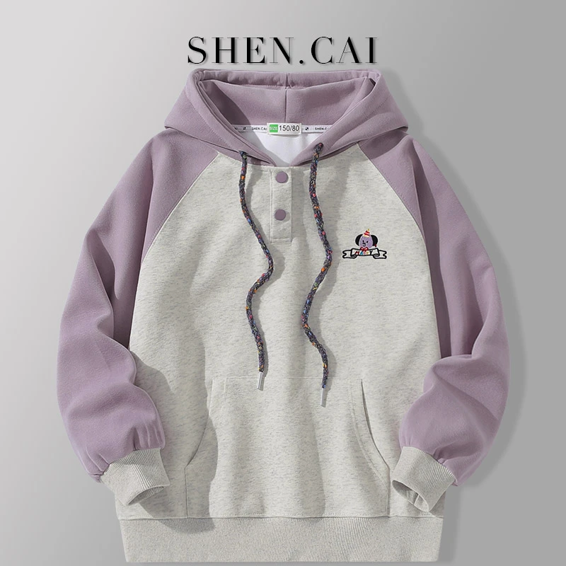 女大童连帽卫衣秋装2025新款洋气青少年宽松ins秋款学生连帽上衣