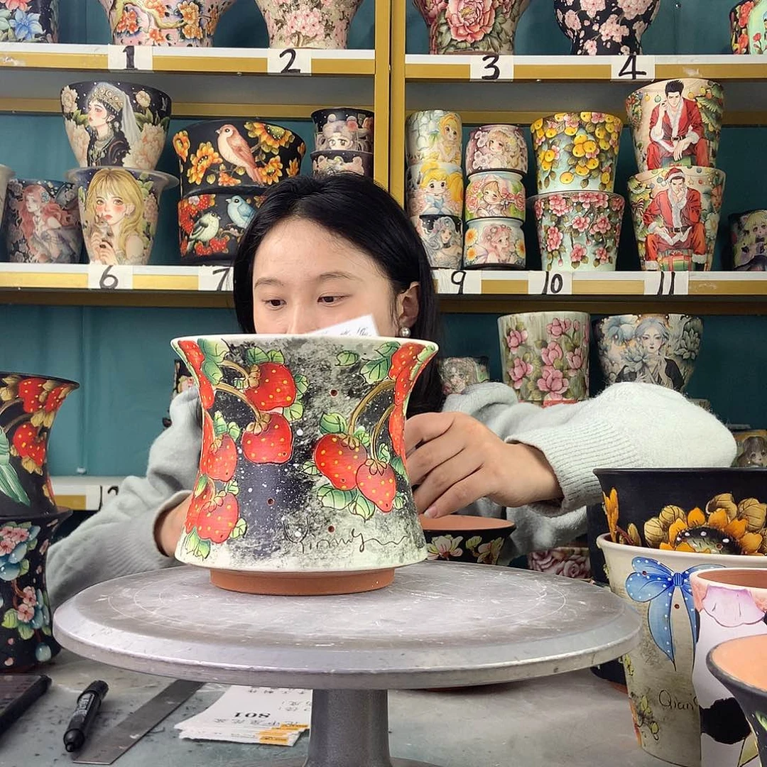 合***开陶景德镇手工花盆800