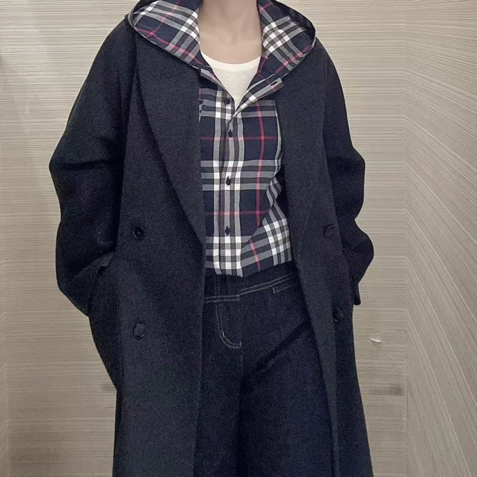 秋冬新款双排扣西装领短款大衣高级感430624