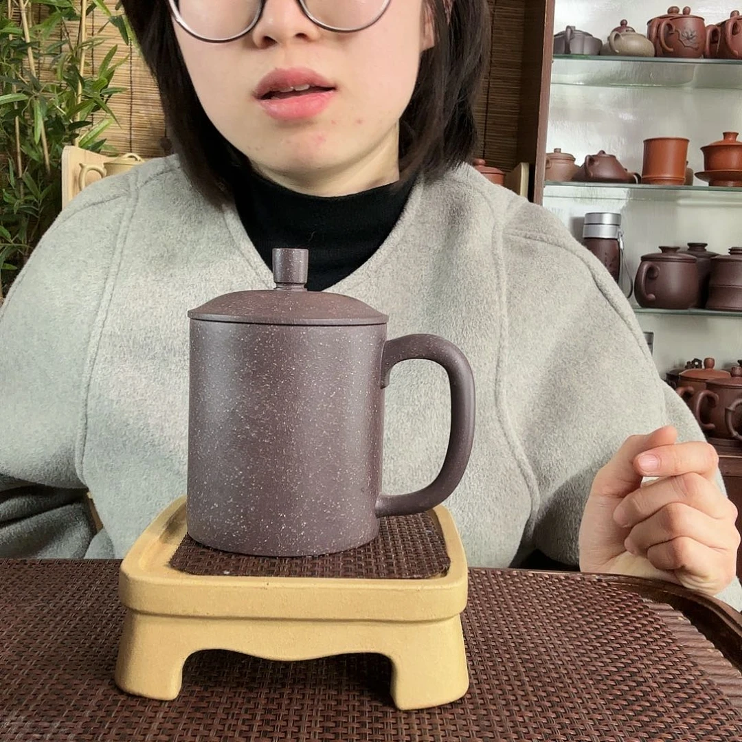 紫砂茶杯田****.大水潭老紫泥正气办公杯400CC没礼盒
