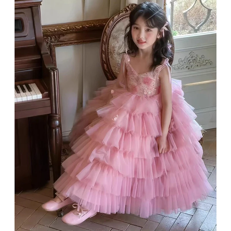 女童吊带蛋糕裙洋气绝美公主裙夏季儿童连衣裙生日六一演出礼服裙