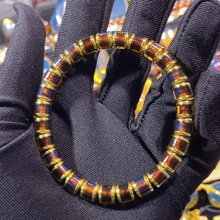 蓝珀未镶嵌珠宝奇石墨西哥红蓝直切手串7