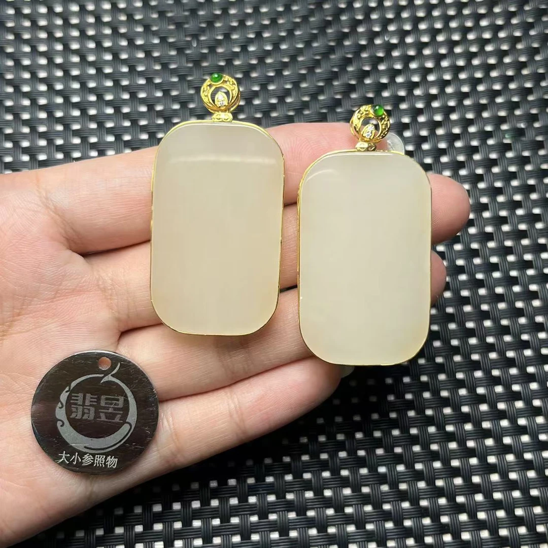 翡昱-N3-19948-和田玉吊坠18K金镶/约39*24*6/-多样性发其一-D