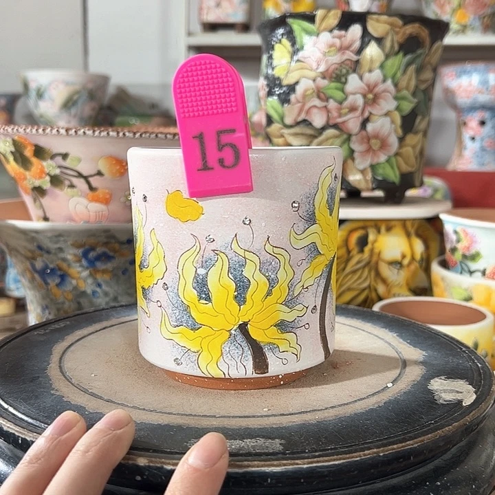 景德镇手绘花盆满38包邮