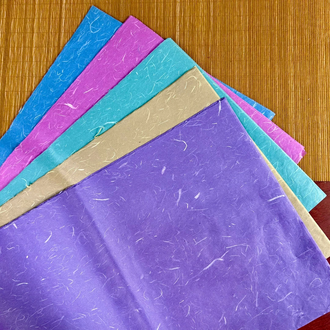 180.【五色清水云龙】四尺对开50张半生熟书法作品纸