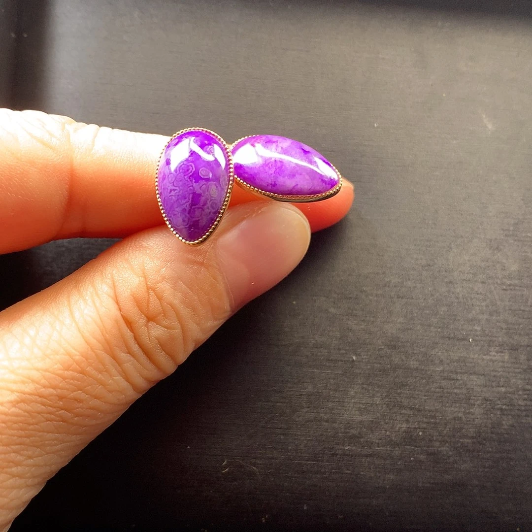 苏纪石（舒俱来）耳饰18K金镶嵌