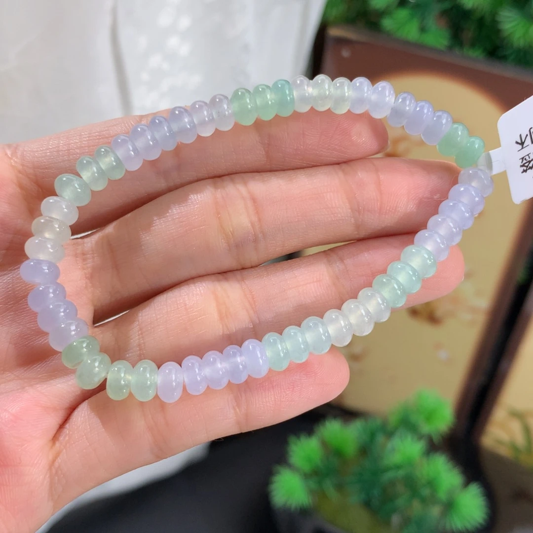 翡翠未镶嵌手串卡6冰胶马卡龙算盘手串
