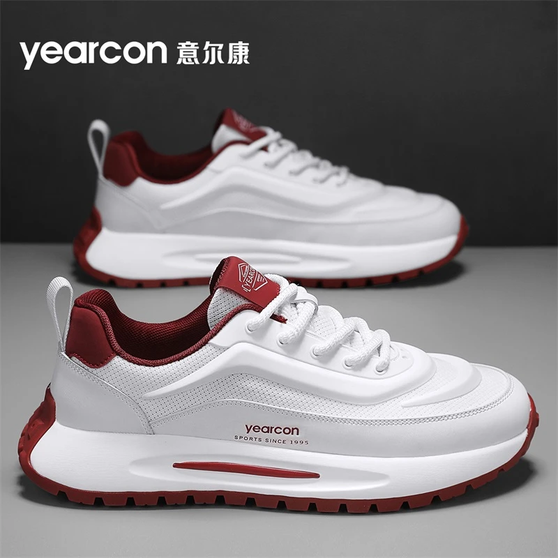 意尔康男鞋2025新款超火爆款秋季透气薄网面运动鞋男士增高老爹鞋