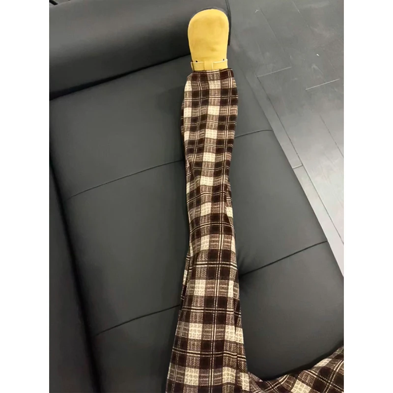 vintage美式毛呢格子裤男款秋冬季慵懒松弛感裤子垂感直筒休闲裤