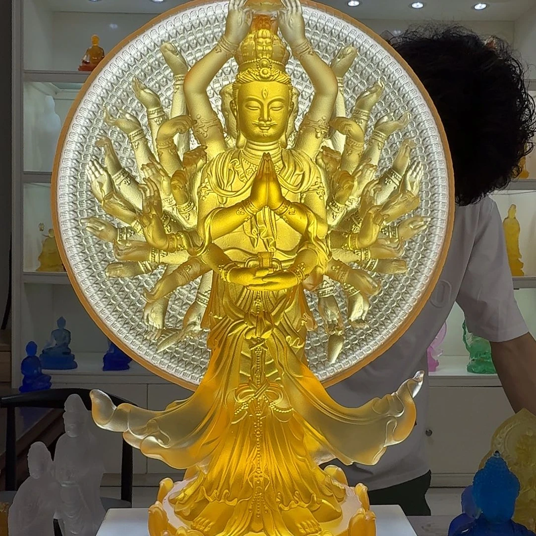 琉璃古法琉璃千手观音32公分