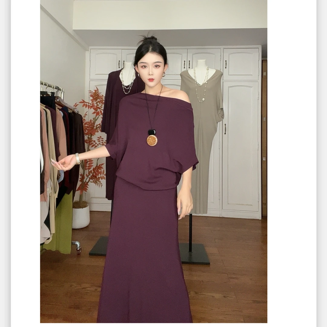 【富家千金】斜肩上衣+半裙两件套#56082