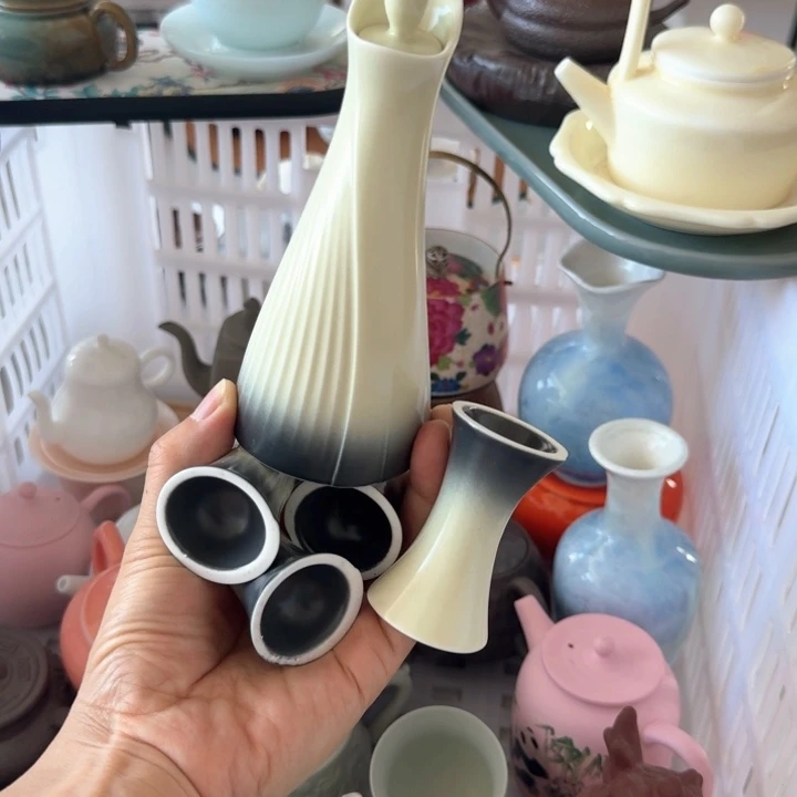 微瑕陶瓷茶具茶杯花插