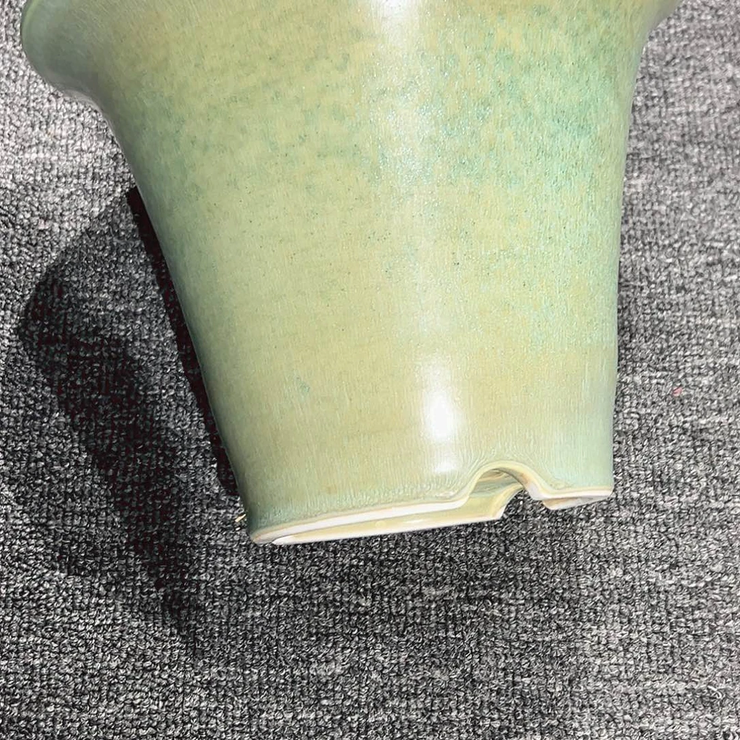 花***缺花器绿釉雅光陶瓷花器微瑕
