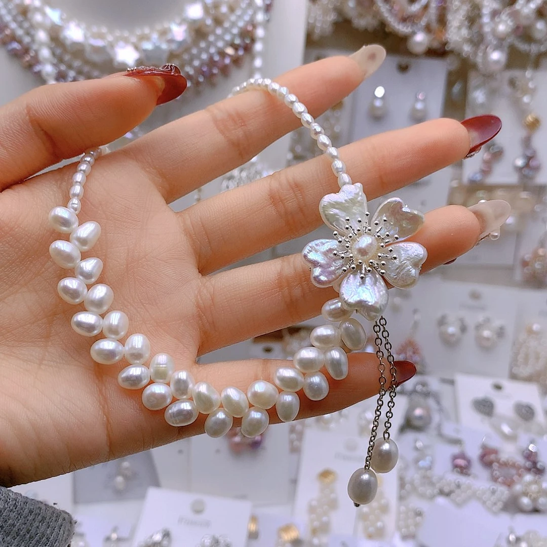 银S925镶嵌耳饰淡水珍珠夏**莹