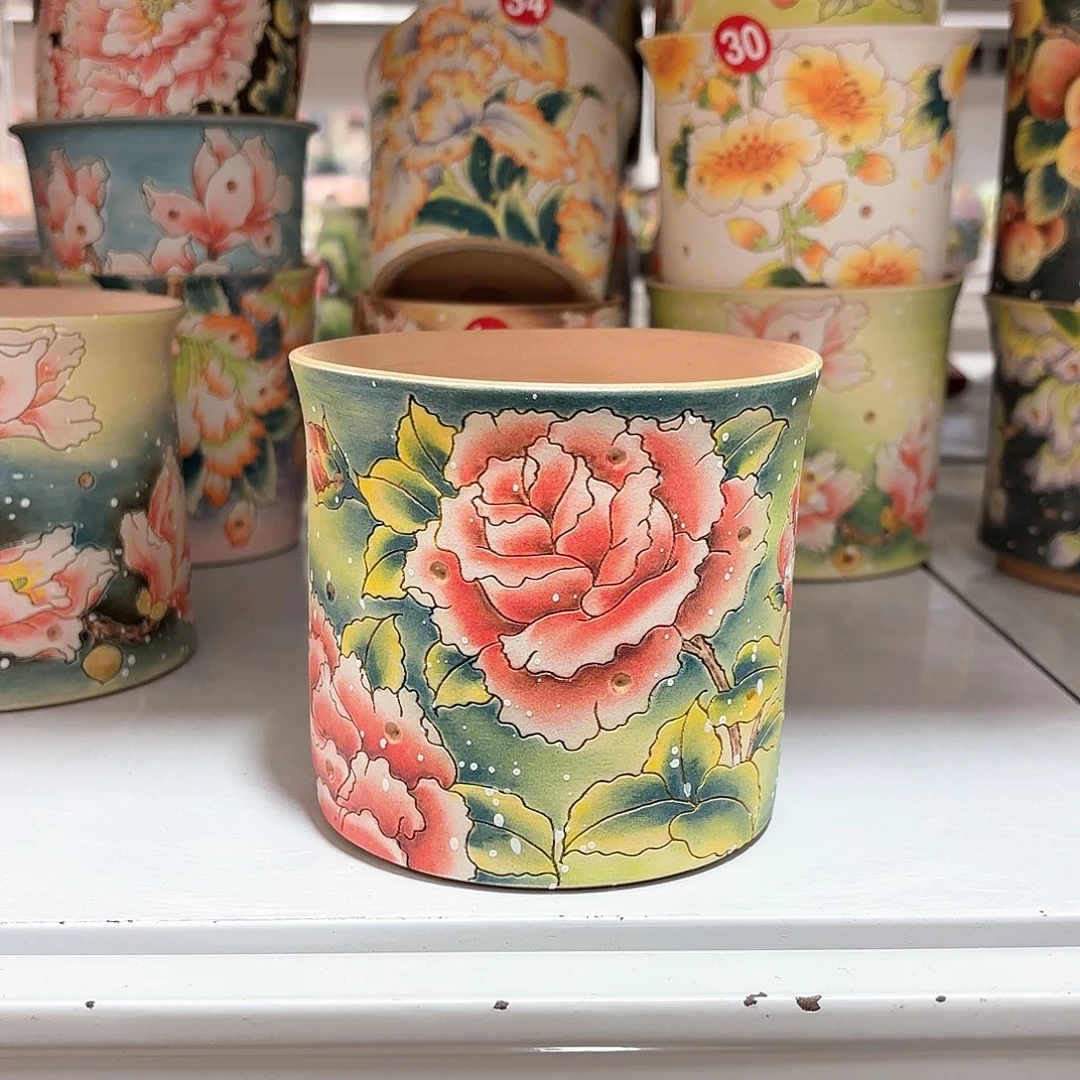 紫砂花盆蓝*灵手工花盆默认微瑕