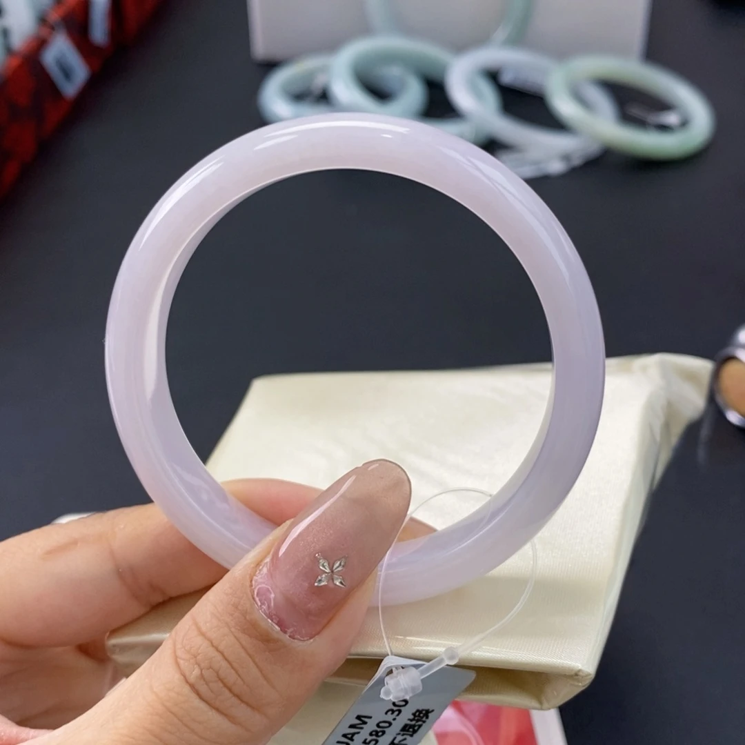 未镶嵌手镯翡翠55仙女粉正圈 6号