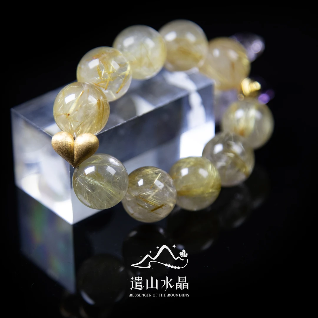 【金纱恋心】天然水晶金发晶手串先检后发基地发货（多样性发其一）