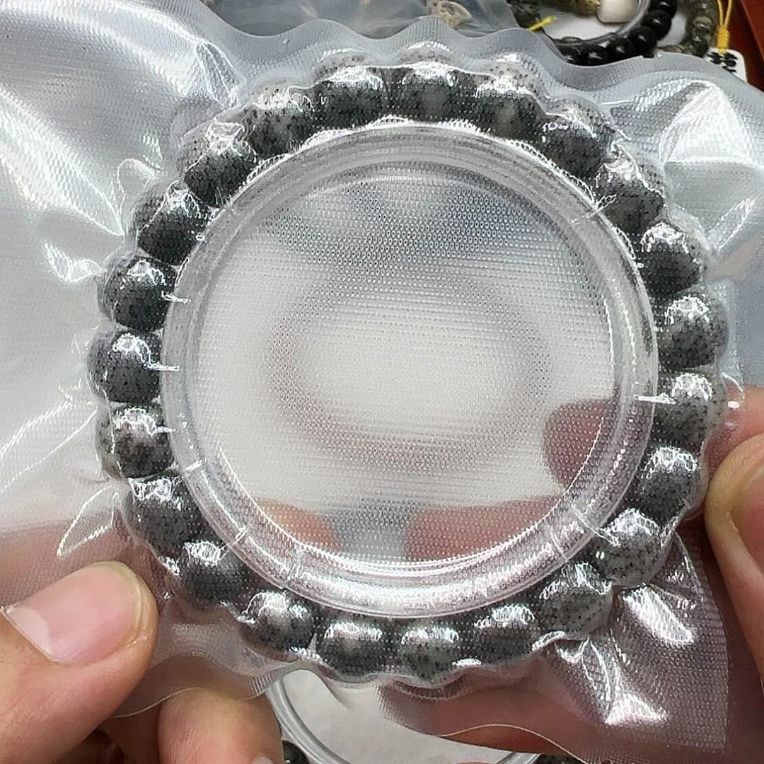星月菩提手串66高端黑冰石玉星月菩提单圈10×9