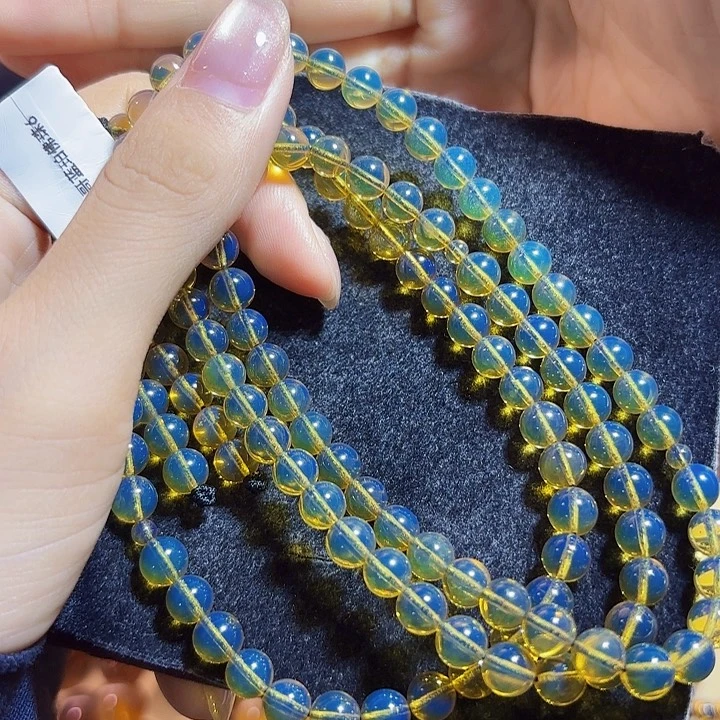 蓝珀未镶嵌珠宝奇石墨西哥蓝珀佛珠6