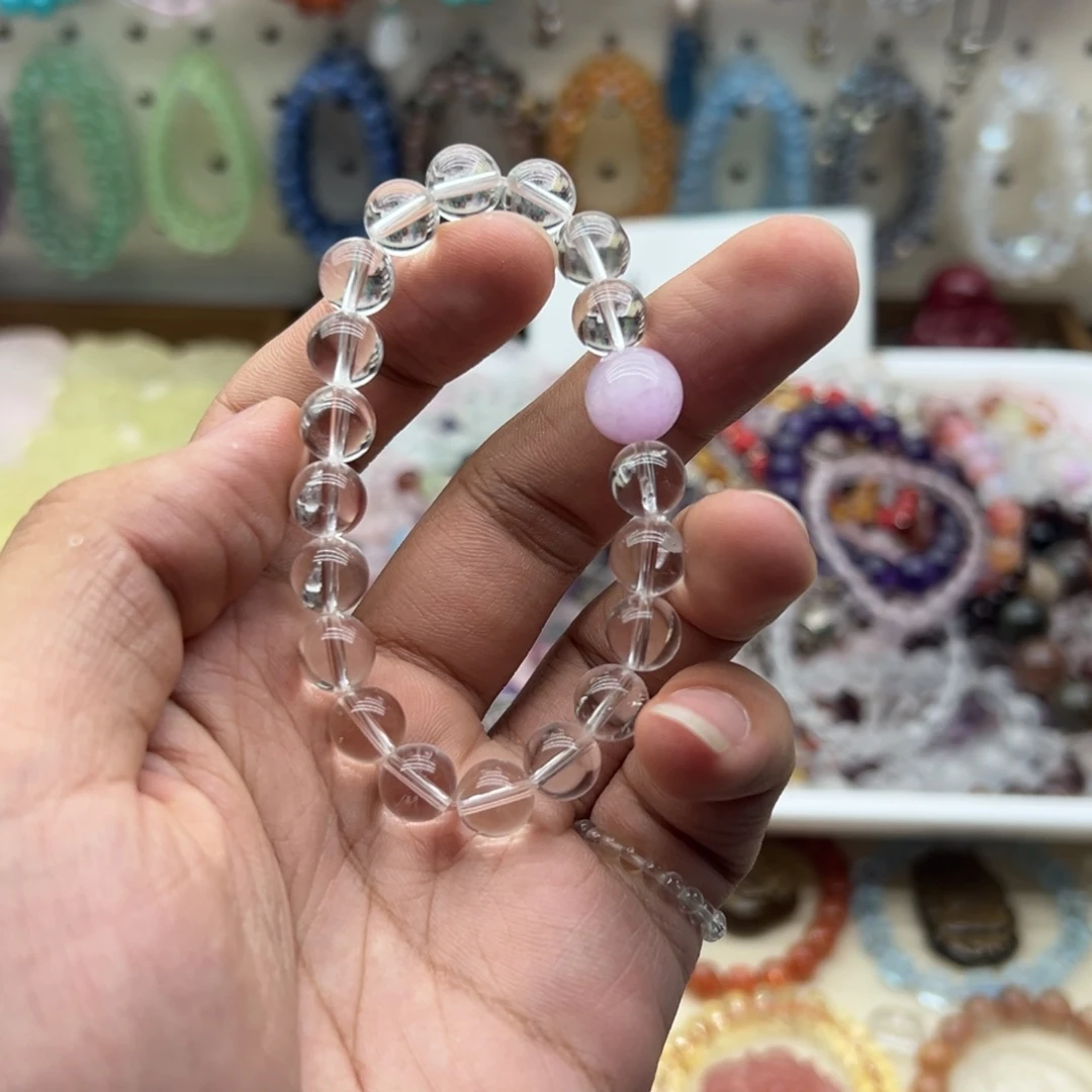 未镶嵌水晶手链白水晶紫锂辉手链