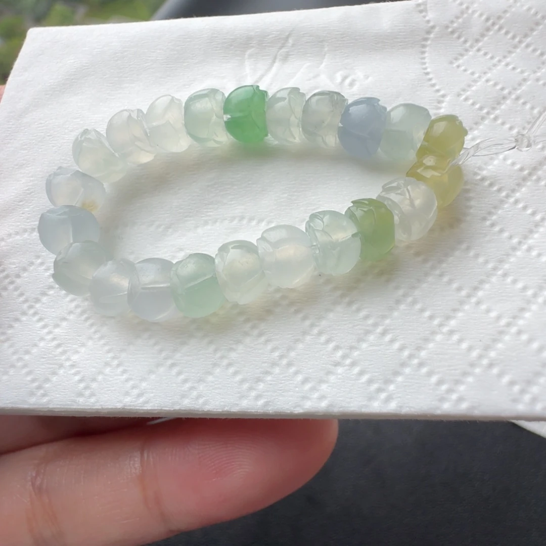 云***辰定制翡翠未镶嵌冰种莲花珠