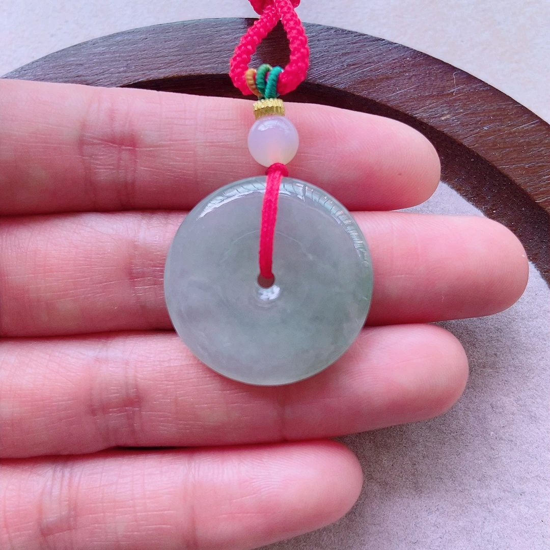 冰种精美平安扣吊坠天然翡翠A货 尺寸25×5mm