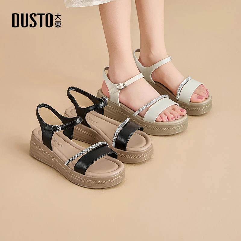 大东凉鞋女鞋2025夏季夏款时尚休闲水钻外穿厚底增高舒适鞋子1133