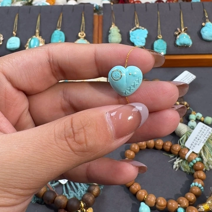绿松石未镶嵌把件爱心配饰