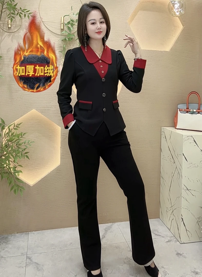 【雅俪莎精选】2025冬季洋气高级感加绒保暖大方显瘦套装6774