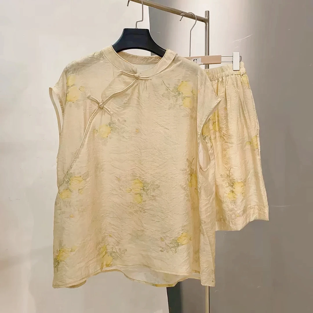 【国风～】丝麻套装短袖中裤～只做杭州货