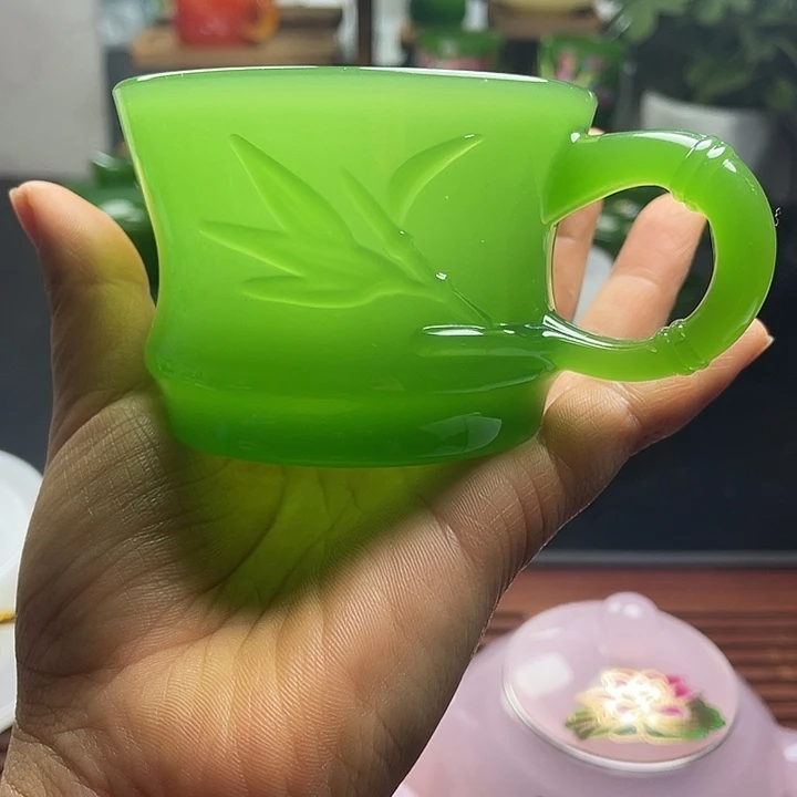 琉璃手工艺品玉瓷琉璃竹节杯