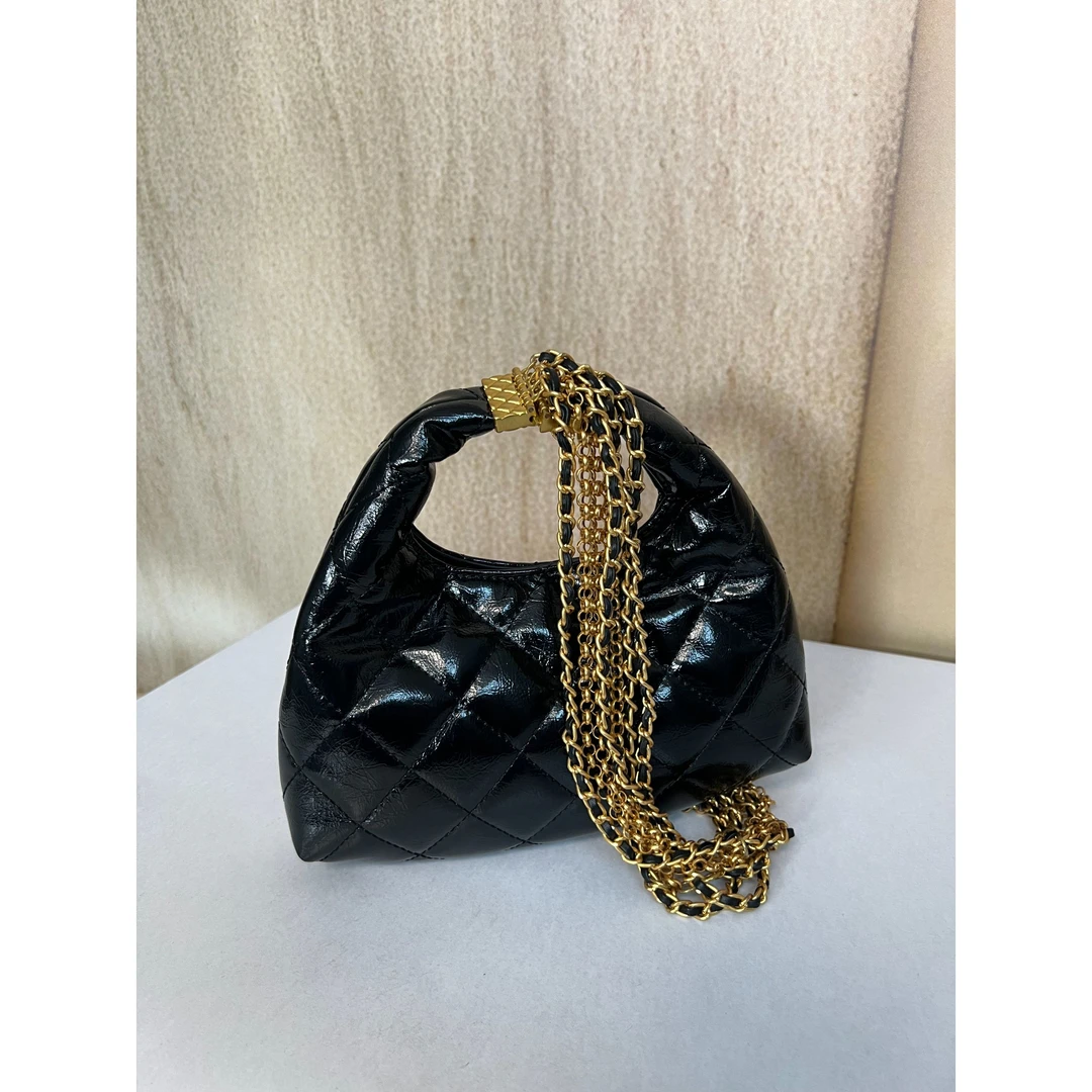 TOLEX2025新款手工链条真皮时尚女包黑色小香风